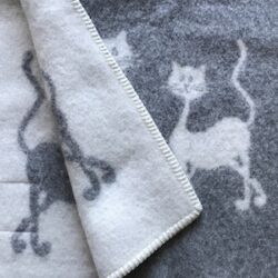 Katten - wollen woonplaid - grijs/wolwit.