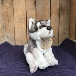 Wolf zittend - ca. 15 cm - eco-vriendelijk